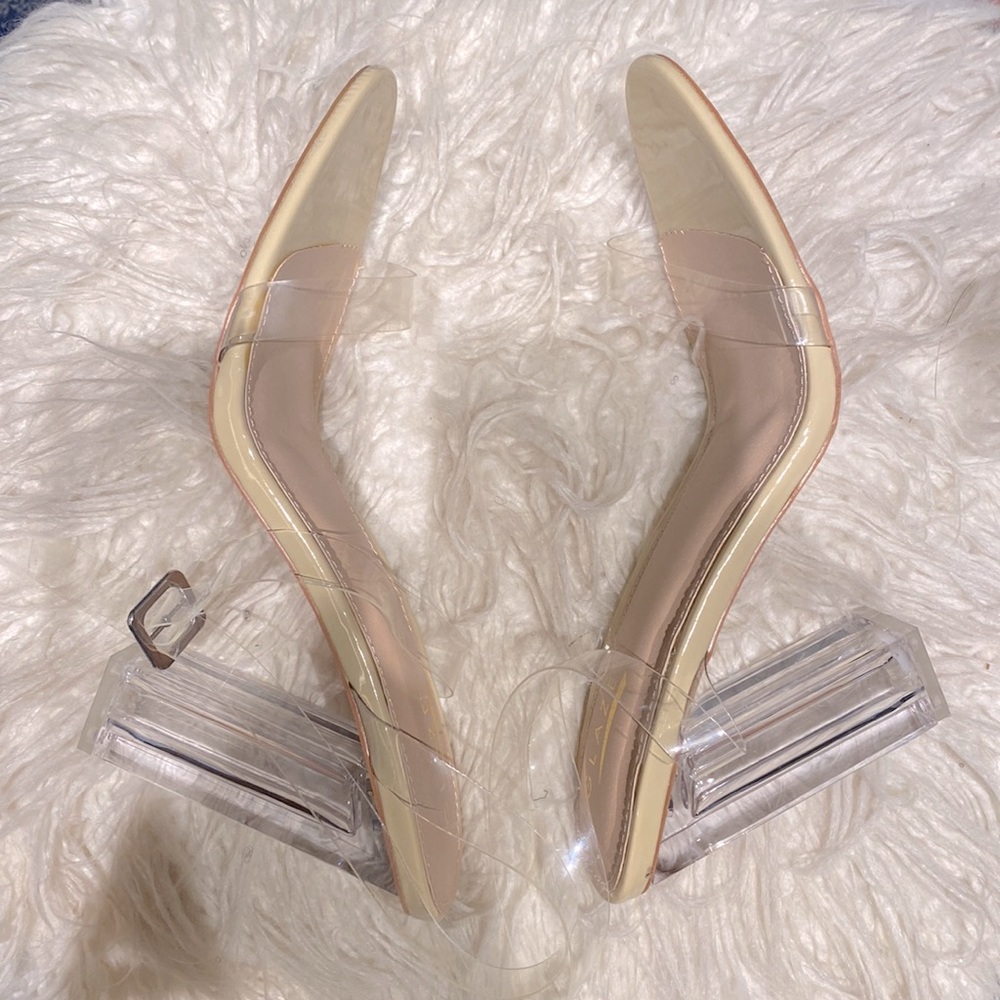 Clear block heels